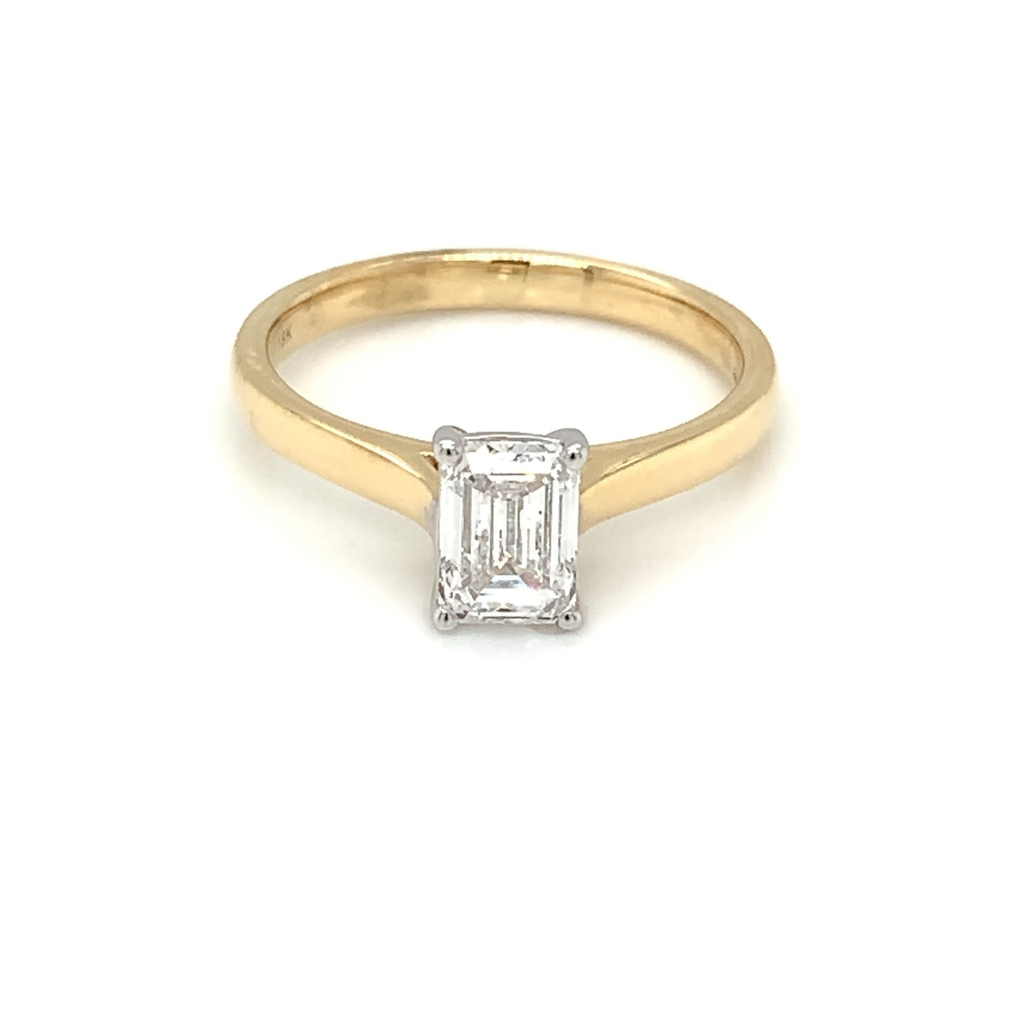 18ct Yellow Gold Lab Grown 1ct Emerald Cut Diamond Engagement Ring Z220