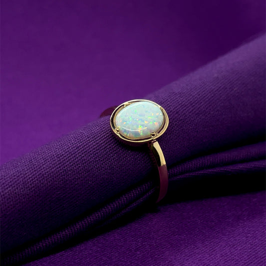 9ct Gold Created Opal Ring GRL80