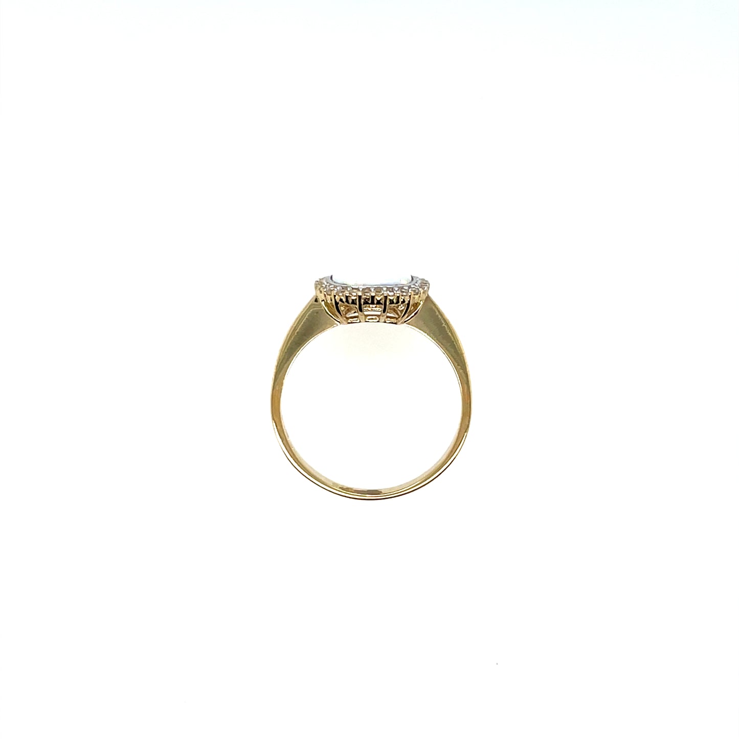 9ct Gold Created Opal & CZ Cushion Cluster Ring GRL79