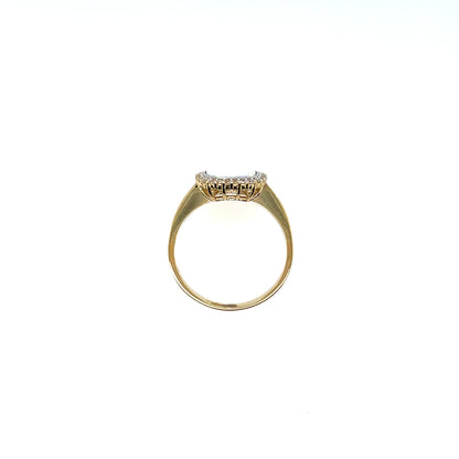 9ct Gold Created Opal & CZ Cushion Cluster Ring GRL79