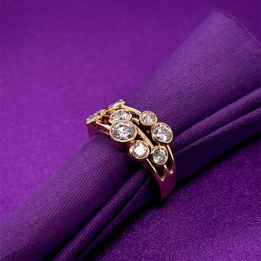 9ct Yellow Gold Lab Grown Diamond 1.61ct Bubble Ring Y13