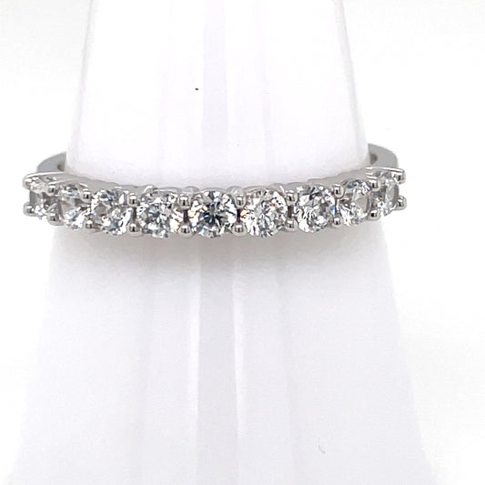 9ct White Gold CZ Claw-set Eternity Ring WRA025