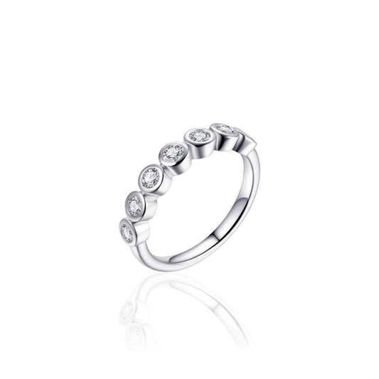 Sterling Silver 7 CZ Rubover Eternity Ring R380