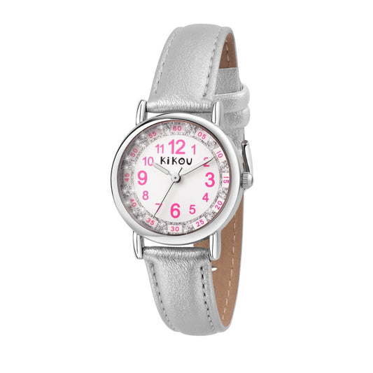 KIKOU KIDS MADEMOISELLE 28MM WHITE DIAL SILVER STRAP WATCH R4551105505