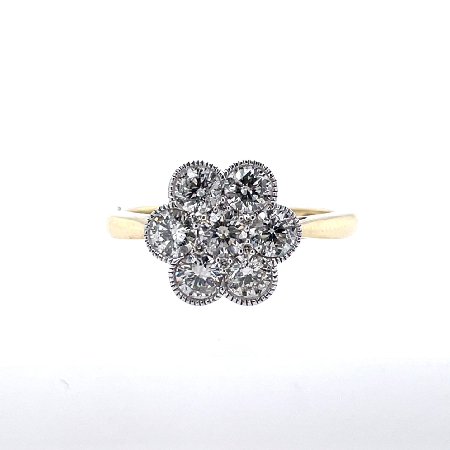 9ct Gold 1.00ct Diamond Vintage Cluster Ring Y01