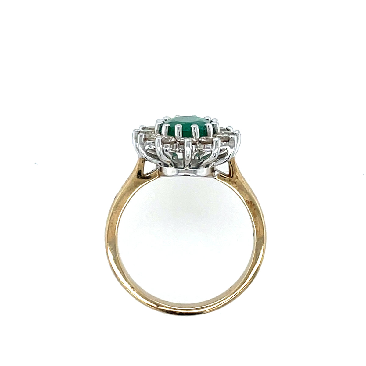 9ct Gold Emerald & Diamond 0.75ct Oval Cluster Ring GRE147
