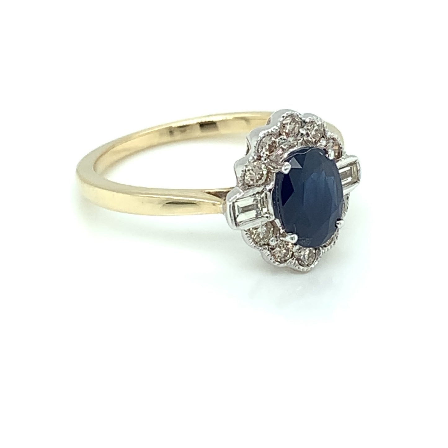 9ct Gold Sapphire & Diamond 0.30ct Vintage Lace Ring GRS231