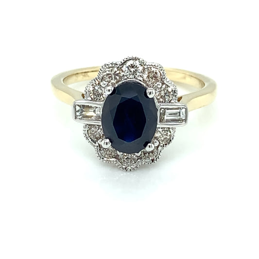 9ct Gold Sapphire & Diamond 0.50ct Vintage Lace Ring GRS234