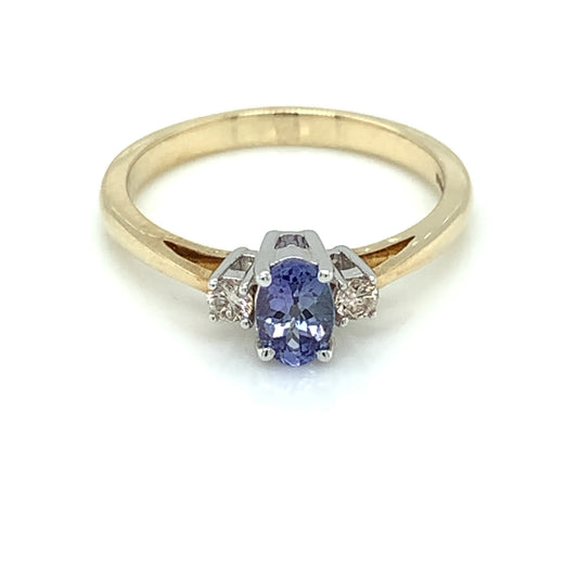 9ct Gold Tanzanite & Diamond Ring GRX266