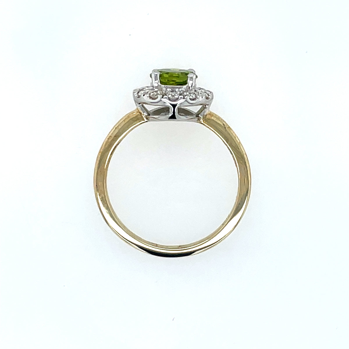 9ct Gold Peridot & Diamond Round Halo Ring GRX303