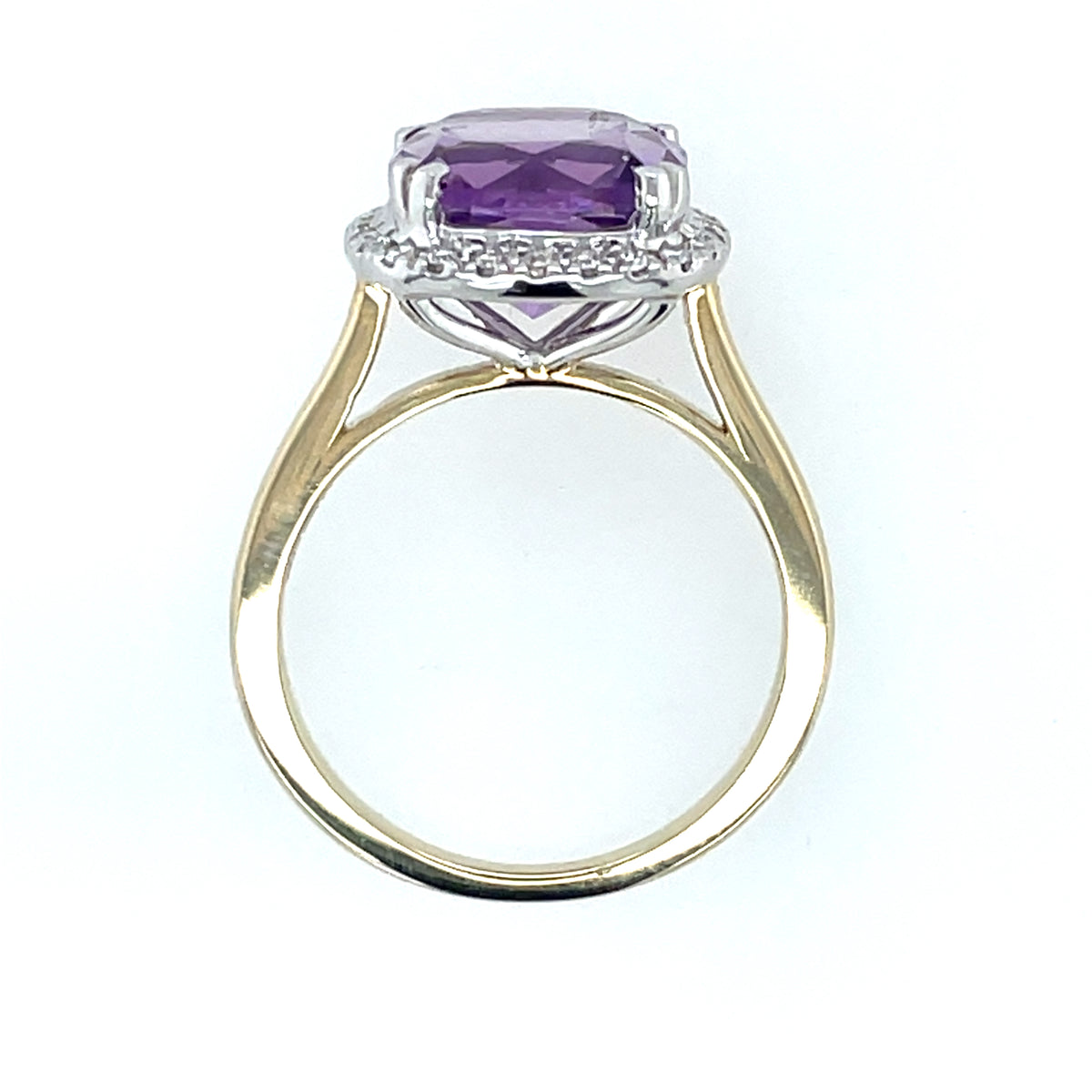 9ct Gold Amethyst & Diamond Cushion Cluster Ring GRX304