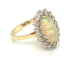 14ct Gold Real Opal & Diamond 1.00ct Cluster Ring GRL48