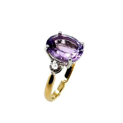 9ct Gold Pink Amethyst & Diamond Cocktail Ring GRZ290