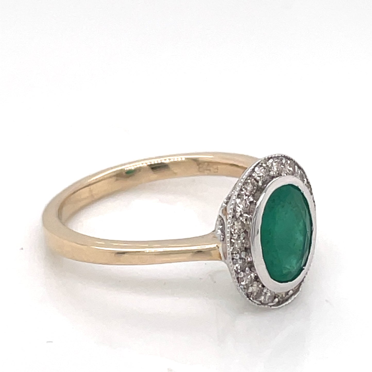 9ct Gold Emerald & Diamond Halo Ring GRE136