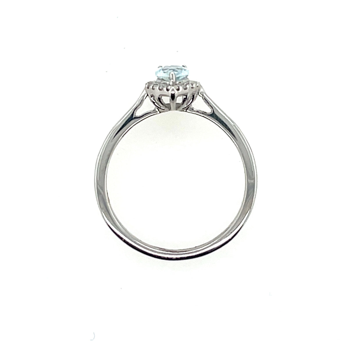 9ct White Gold Aquamarine & Diamond Pear Shaped Cluster Ring WRX069