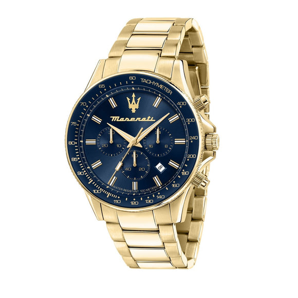 Maserati Mens Sfida 44mm Gold Plated Chronograph Watch R8873640008