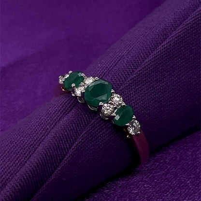9ct Gold Emerald and Diamond Ring GRE148