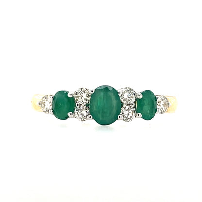 9ct Gold Emerald and Diamond Ring GRE148