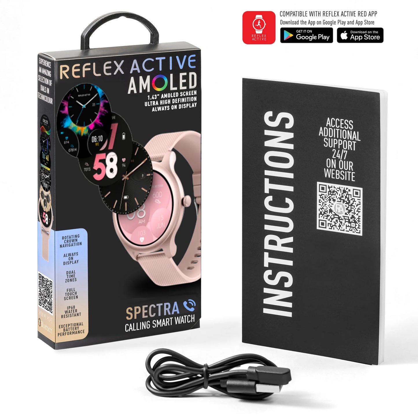 Reflex Active SPECTRA 300 R AMOLED Calling Smart Pink Strap Watch RA-SP-300R-SL-02