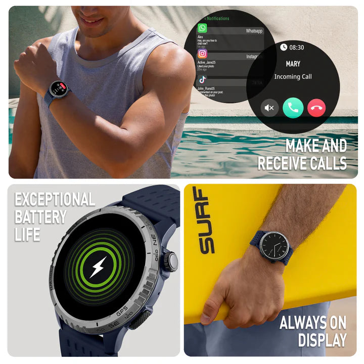 Reflex Active SEA VENTURE 400 R 50m Swim-Safe AMOLED GPS Blue Strap Smart Watch RA-VE-400R-5ATM-01