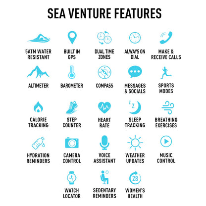 Reflex Active SEA VENTURE 400 R 50m Swim-Safe AMOLED GPS Blue Strap Smart Watch RA-VE-400R-5ATM-01