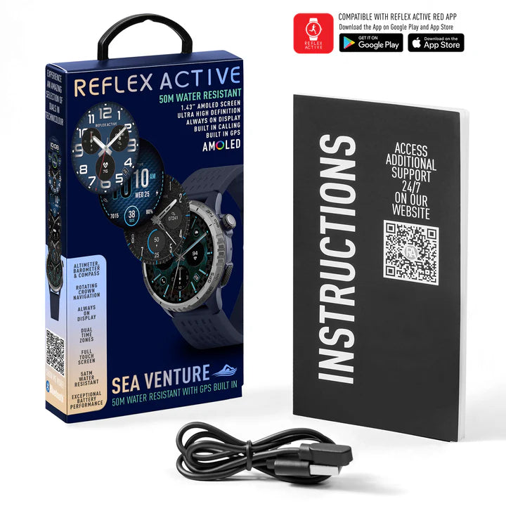 Reflex Active SEA VENTURE 400 R 50m Swim-Safe AMOLED GPS Blue Strap Smart Watch RA-VE-400R-5ATM-01