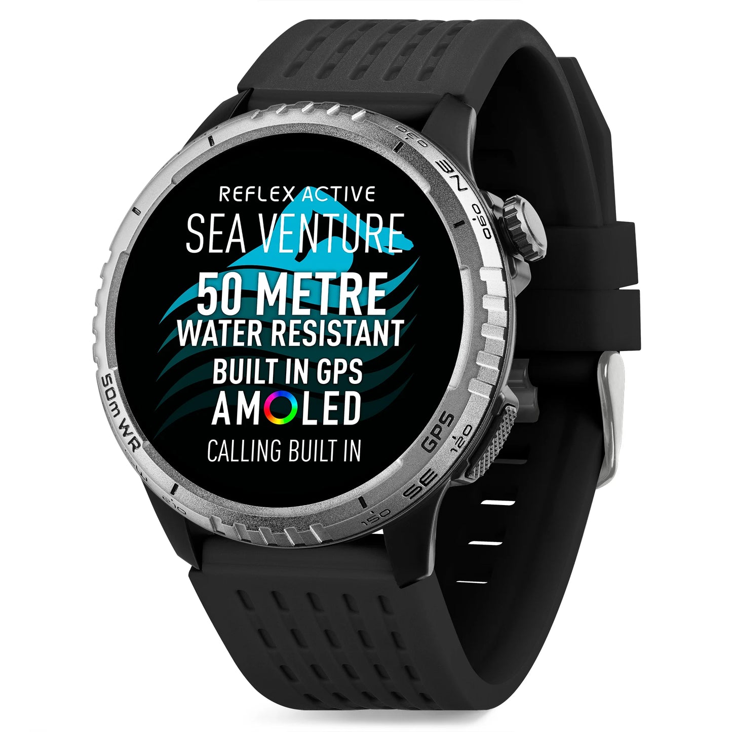 REFLEX ACTIVE SEA VENTURE 400 R 50m Swim-Safe AMOLED GPS Black Strap Smart Watch RA-VE-400R-5ATM-02