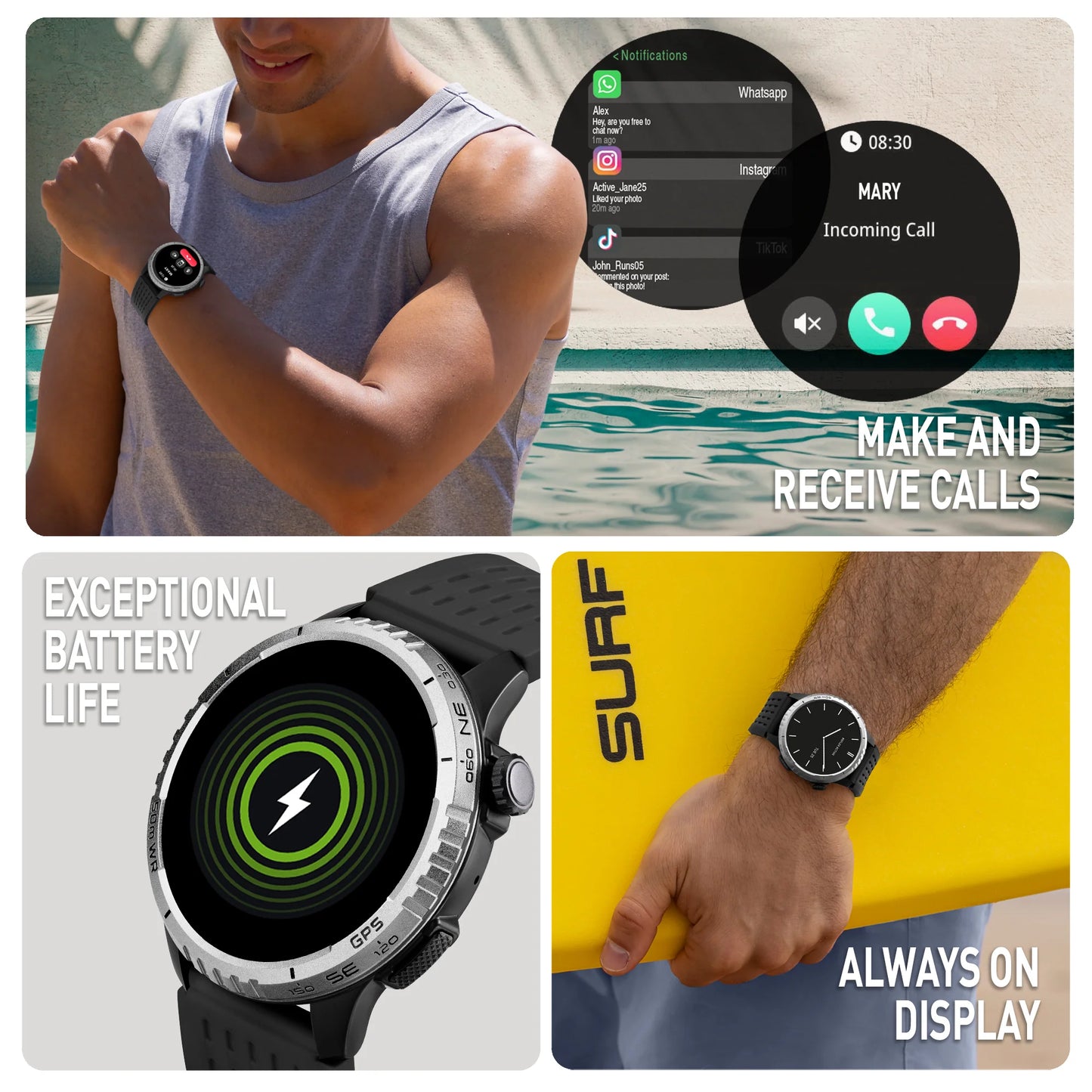 REFLEX ACTIVE SEA VENTURE 400 R 50m Swim-Safe AMOLED GPS Black Strap Smart Watch RA-VE-400R-5ATM-02