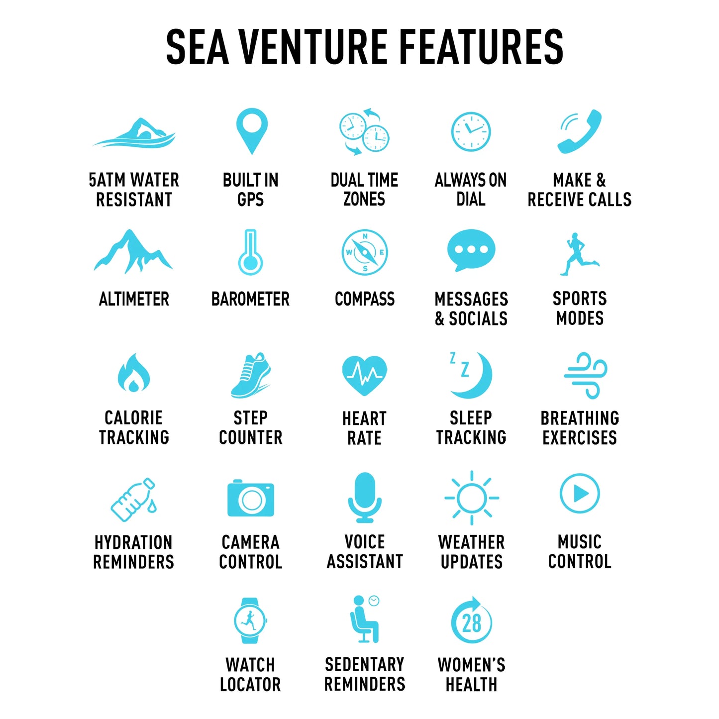 REFLEX ACTIVE SEA VENTURE 400 R 50m Swim-Safe AMOLED GPS Black Strap Smart Watch RA-VE-400R-5ATM-02