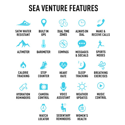 REFLEX ACTIVE SEA VENTURE 400 R 50m Swim-Safe AMOLED GPS Black Strap Smart Watch RA-VE-400R-5ATM-02