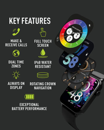 Reflex Active Series 30 Amoled Black Smart Calling Watch RA30-2186