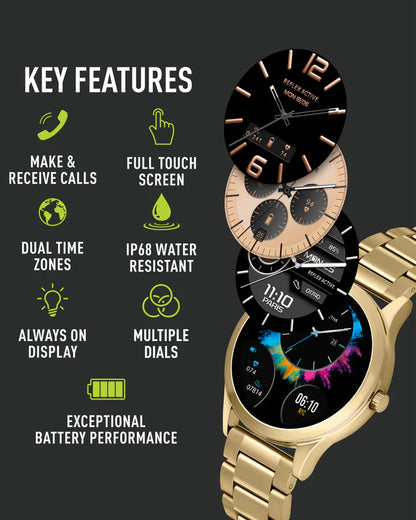 Reflex Active Series 31 Amoled Gold Smart Watch RA31-4100