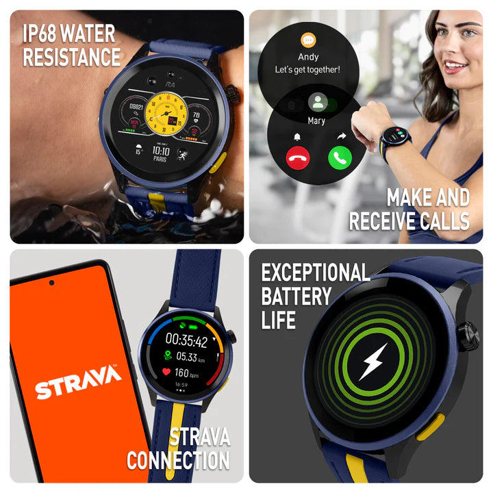 Reflex Active Series 54 AMOLED GPS Blue / Yellow Smart Calling Watch RA54-2234