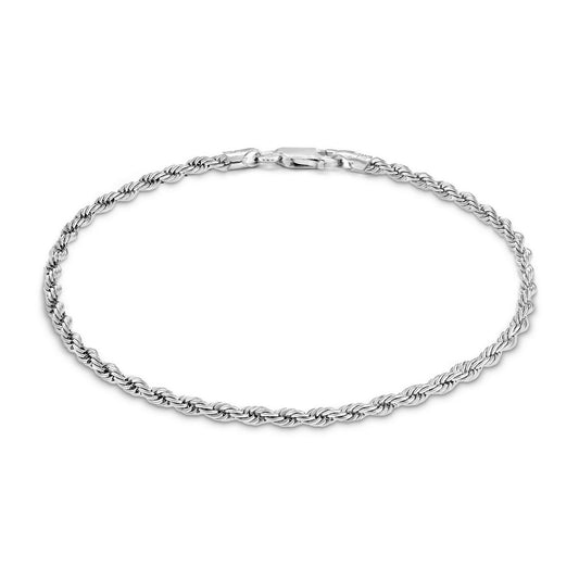 Real Effect Silver Solid Rope Bracelet Slim REW8RP-G050