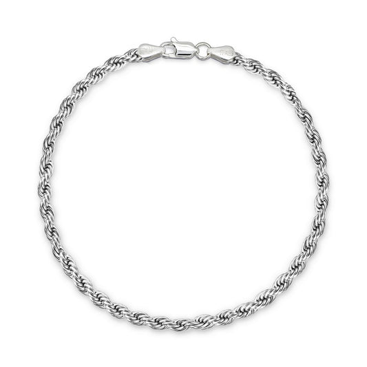 Real Effect Silver Solid Rope Bracelet Medium REW8RP-G070