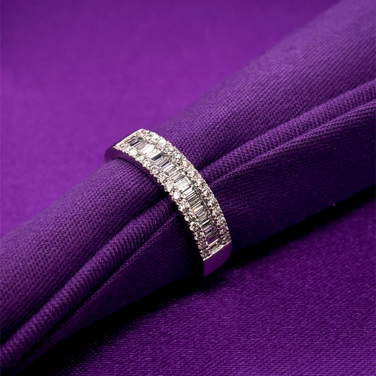 9ct White Gold Lab Grown Diamond Baguette Band Ring 0.47ct X151