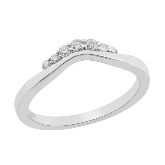 9ct White Gold Diamond 0.10ct Curved Wishbone Ring X136