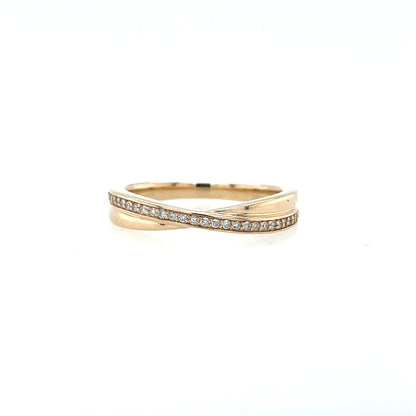 9ct Yellow Gold Diamond 0.12ct Crossover Ring X149