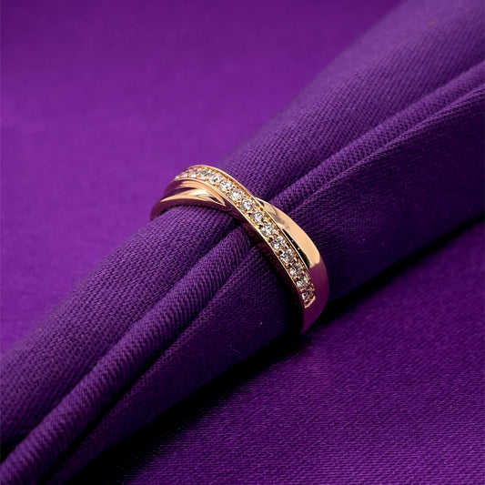 9ct Yellow Gold Diamond 0.20ct Crossover Ring X150