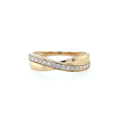 9ct Yellow Gold Diamond 0.20ct Crossover Ring X150