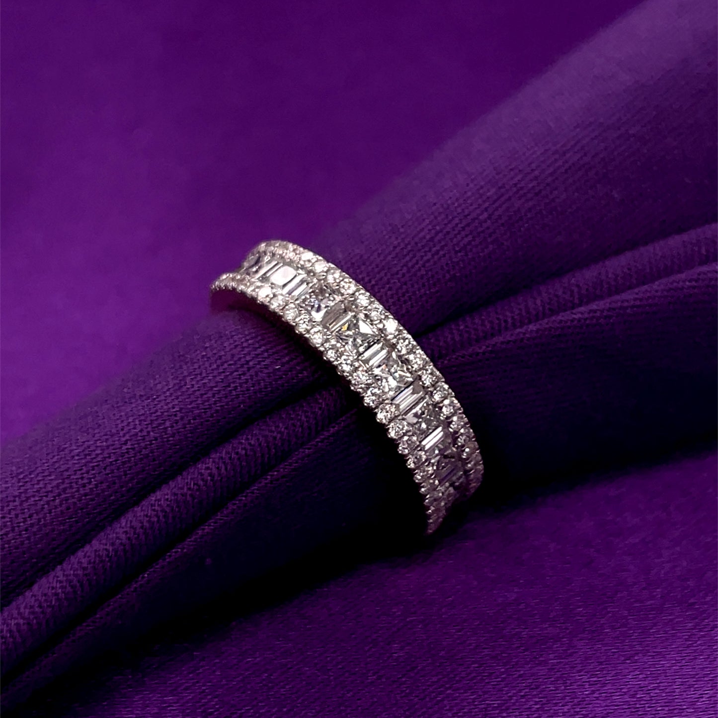 9ct Yellow Gold Lab Grown Diamond Princess & Baguette Band Ring 1.32ct X148