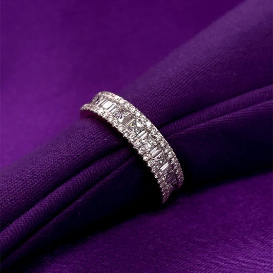 9ct Yellow Gold Lab Grown Diamond Princess & Baguette Band Ring 1.32ct X148