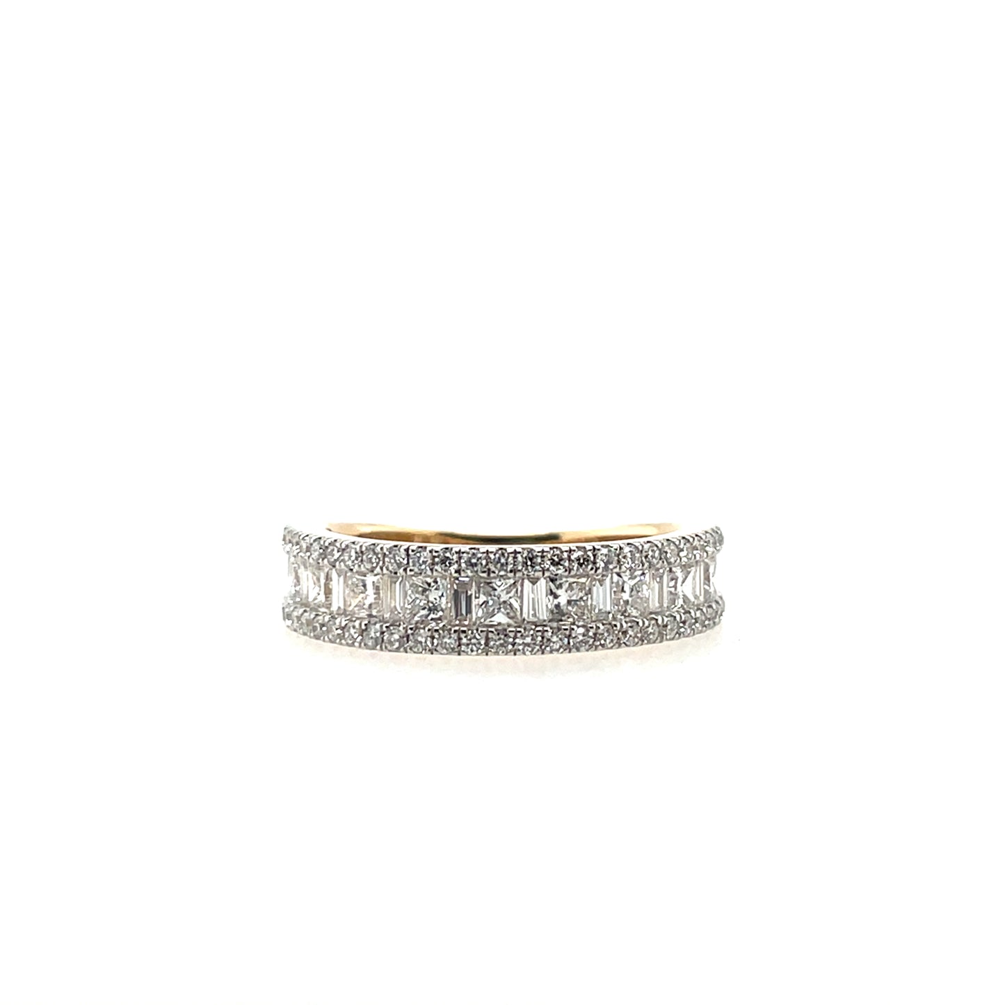 9ct Yellow Gold Lab Grown Diamond Princess & Baguette Band Ring 1.32ct X148
