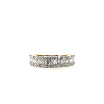9ct Yellow Gold Lab Grown Diamond Princess & Baguette Band Ring 1.32ct X148