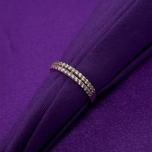 9ct Gold CZ Double Row Eternity Ring GRA119