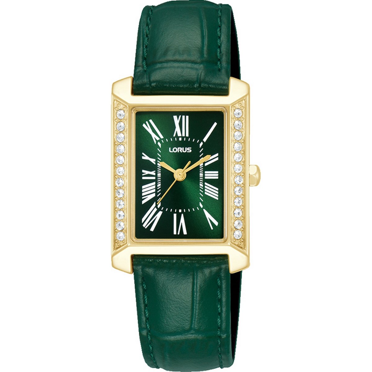 LORUS QUARTZ LADIES GOLD PLATED GREEN DIAL STRAP WATCH RG242YX9