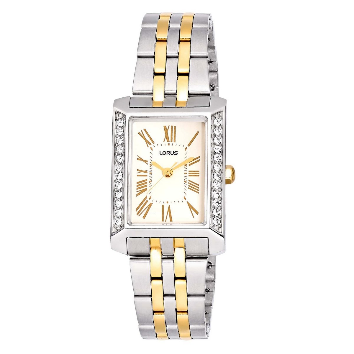 LORUS QUARTZ LADIES TWO TONE WHITE DIAL BRACELET WATCH RG271YX9