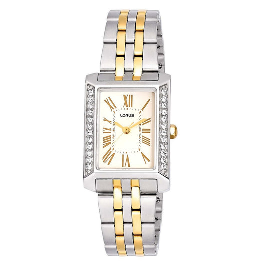 LORUS QUARTZ LADIES TWO TONE WHITE DIAL BRACELET WATCH RG271YX9