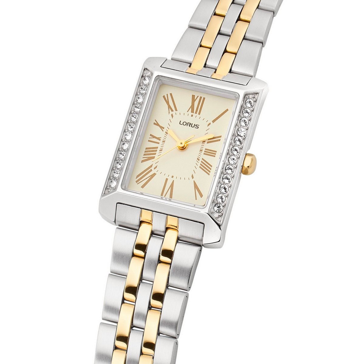 LORUS QUARTZ LADIES TWO TONE WHITE DIAL BRACELET WATCH RG271YX9