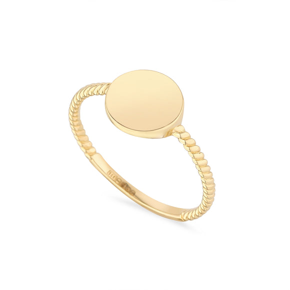 9ct Gold Round Disc Ring